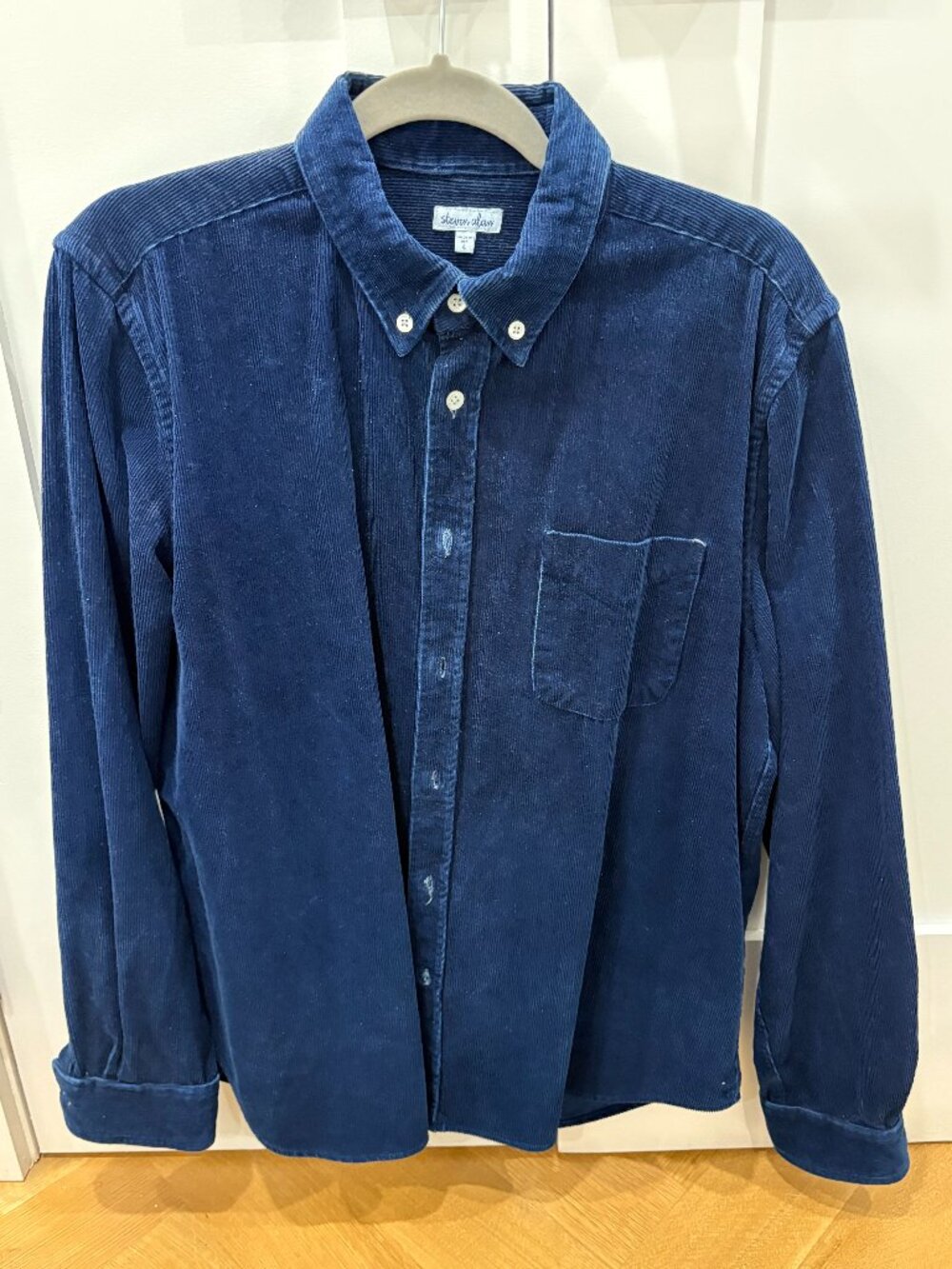 Steven Alan Navy Corduroy Shirt Size L — Made in USA
